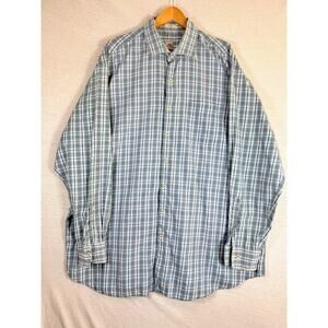 Peter Millar Blue Plaid Long Sleeve Button up ShirtSpread Collar Men sz XXL